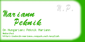 mariann peknik business card